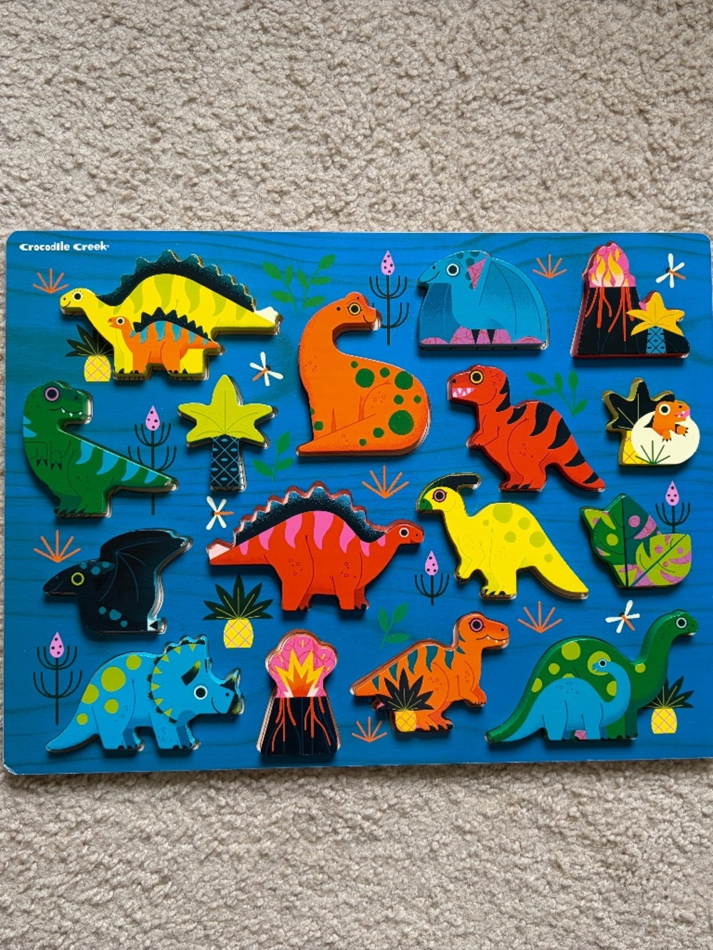 LIKE NEW Crocodile Creek Wood Dinosaur Puzzle Large 16 pieces